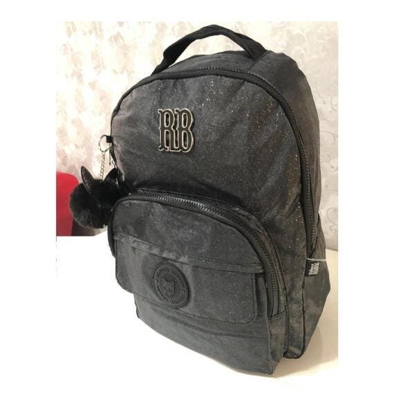 Kit Mochila + Lancheira Térmica Reb Bonbon Gliter Preto - 3