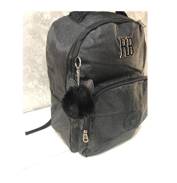 Kit Mochila + Lancheira Térmica Reb Bonbon Gliter Preto - 4