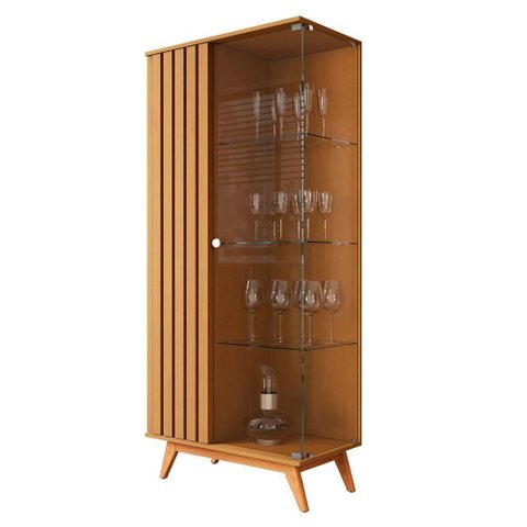 Cristaleira Nexus 2 Portas 3 Prateleiras MDP 80cm Nature Marrom Bechara