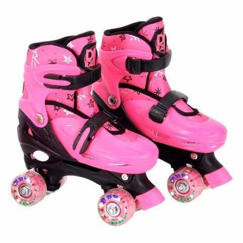 Patins Quad com Acessórios - Ajustável - 38 a 41 - G - Rosa - Dm Radical