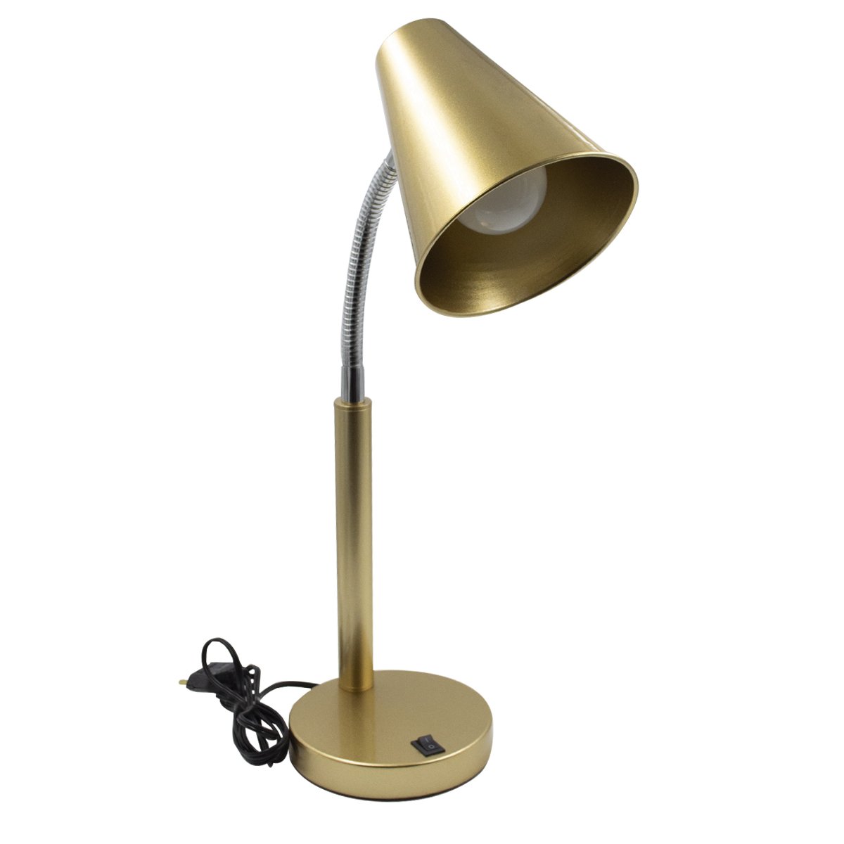 Luminaria Dourado em Aluminio para Leitura Haste Metal Flexivel Cone Tensao Bivolt - 3