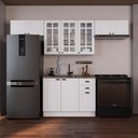 Ver imagem 1 de Cozinha Compacta Modulada Nara 10 Portas 2 Gavetas MDF 280cm Branco Fidelita Móveis