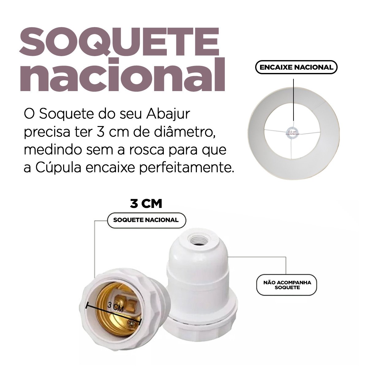 Cúpula para Abajur Luminaria Tecido Algodão Soquete Nacional Ref 33 Bege - 5