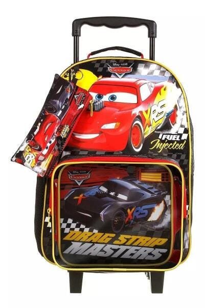 Kit Mochila Carros Mc Queen Com Rodas Lancheira E Estojo - 2