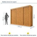 Ver imagem 4 de Guarda Roupa Casal 3 Portas de Correr Ripadas e 6 Gavetas 100% MDF York