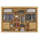 Ver imagem 4 de Guarda-Roupa Casal Ripado 3 Portas e 6 Gavetas 100% MDF York 3R Marrom/Peróba