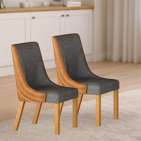 Kit 2 Cadeiras Maciça de Jantar Estofada Bella- Arbo Design