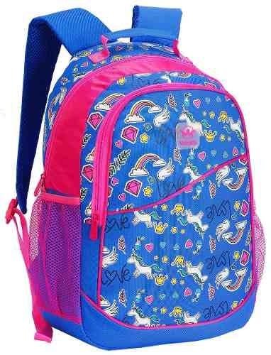 Mochila Unicórnio Costas Polister Importada - Azul - 1
