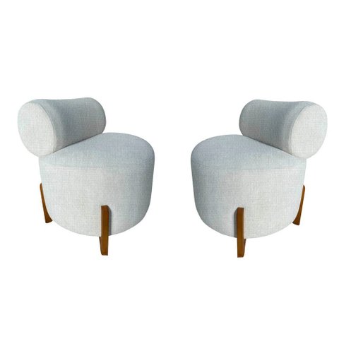 Kit 2 Poltronas Decorativa Mônaco Linho Bege