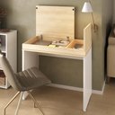 Ver imagem 2 de Escrivaninha Mind Moderno 2 Portas MDP 85cm Carvalho e Branco