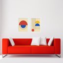 Ver imagem 2 de Kit 2 Quadros Bauhaus Cores Primárias 24x18cm:moldura Preta