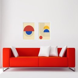 Kit 2 Quadros Bauhaus Cores Primárias 24x18cm:moldura Preta - 2