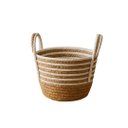 Ver imagem 5 de Cesto Fibra Natural Palha e Branco com Alça 20cm X 23cm - Paramount