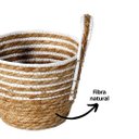 Ver imagem 3 de Cesto Fibra Natural Palha e Branco com Alça 20cm X 23cm - Paramount