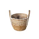 Ver imagem 1 de Cesto Fibra Natural Palha e Branco com Alça 20cm X 23cm - Paramount