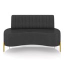 Ver imagem 2 de Sofá 2 Lugares Living 135cm Pé Ferro Dourado Maraú Sint Pu Preto K01 - D\'rossi