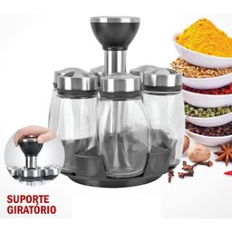 Kit Porta Condimentos 6 Pcs + Suporte Unyhome - 1