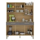Ver imagem 3 de Armário de Cozinha Compacta Mdf 6 Portas Viena Plus - Freijó/gris