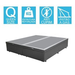 Base Cama Box Baú Bipartido Queen Size Corino Cinza 43x158x198 - 2