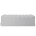 Ver imagem 3 de Kit Cabeceira Cama Box Queen 160cm com Calçadeira Baú Dália W01 Linho Cinza - Lyam Decor
