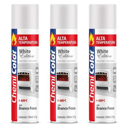 Kit 03 Tintas Spray 350ml Alta Temperatura Interno e Externo Secagem Rápida - Chemicolor