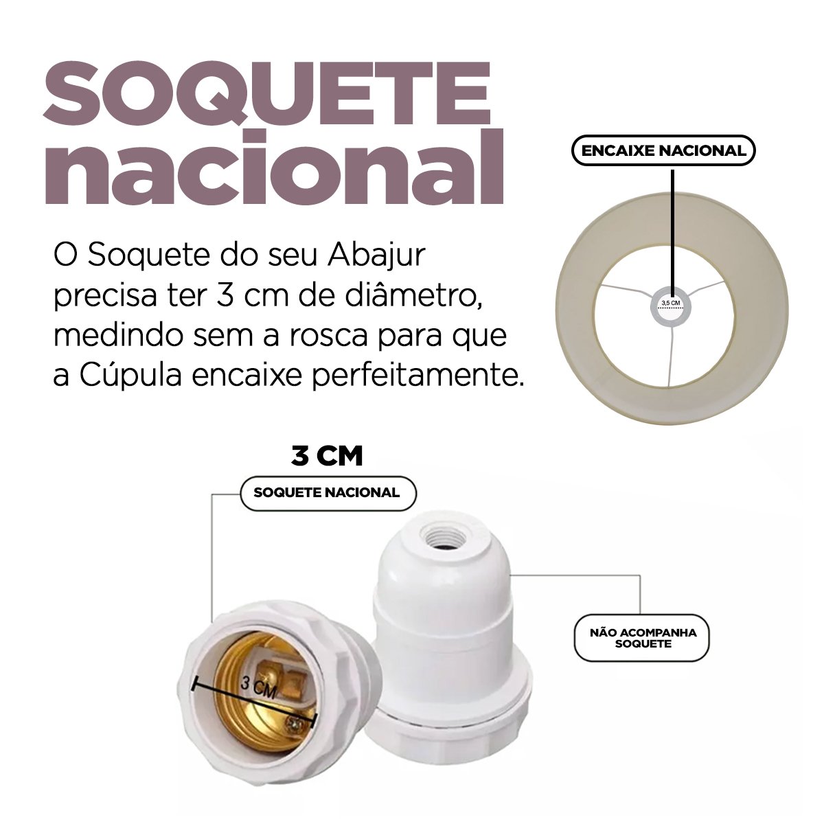 Cúpula para Abajur Tecido Algodão Bege 11,5 Cm X 8 Cm X 14,5 Cm Soquete Nacional 3,5 Cm Ref 04 - 4