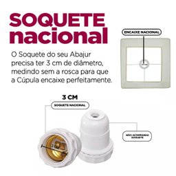 Cúpula Abajur Luminária de Tecido Algodão Soquete Nacional Ref 47 Bege - 5