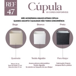 Cúpula Abajur Luminária de Tecido Algodão Soquete Nacional Ref 47 Branco - 2