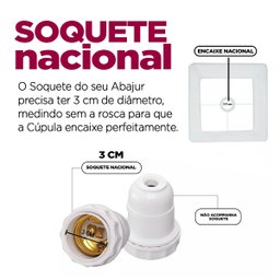 Cúpula Abajur Luminária de Tecido Algodão Soquete Nacional Ref 47 Branco - 6