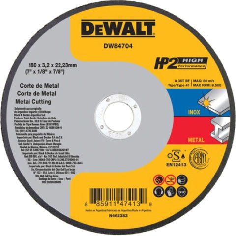 Disco Corte Inox HP2 7'X3,2MMX7/8' - DW84704 - Dewalt