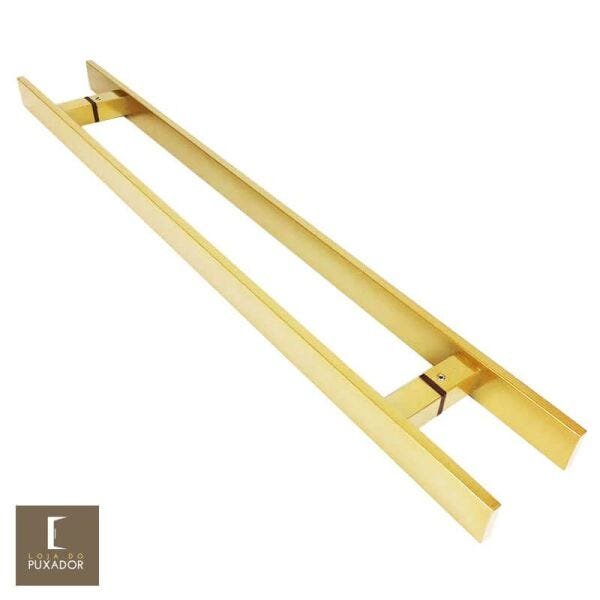 Puxador para Portas Duplo em Aço Inox 304 Modelo Clean Dourado Metálico Acetinado para Portas: - 30 - 2