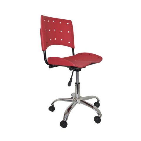 Cadeira Giratoria Ergoplax Secretaria Cromada - Vermelho