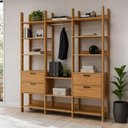 Ver imagem 2 de Guarda Roupa Closet 2,20 m com Gavetas Prateleiras e Cabideiro 100% MDF Dalla Costa Cor:Freijó
