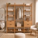 Ver imagem 1 de Guarda Roupa Closet 2,20 m com Gavetas Prateleiras e Cabideiro 100% MDF Dalla Costa Cor:Freijó