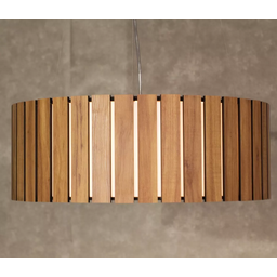 Pendente Redondo Mdf Ripado 60cm – Madeira Amêndola, Bivolt - 3