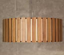 Ver imagem 3 de Pendente Redondo Mdf Ripado 60cm – Madeira Amêndola, Bivolt