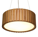 Ver imagem 4 de Pendente Redondo Mdf Ripado 60cm – Madeira Amêndola, Bivolt