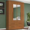 Ver imagem 2 de Guarda Roupa Solteiro 4 Portas com Espelho Mari 154x231 cm Cinamomo Zanz