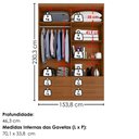 Ver imagem 3 de Guarda Roupa Solteiro 4 Portas com Espelho Mari 154x231 cm Cinamomo Zanz