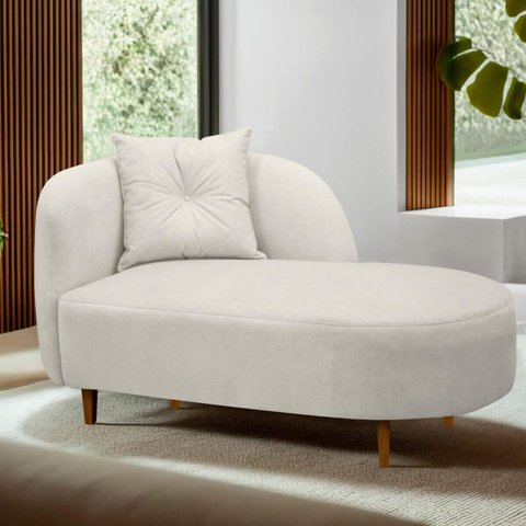 Banqueta Sofá Recamier Divã Siena Recepção e Clínica Bouclê:bege Claro
