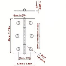 Kit 10 Dobradiça Inox Pequena, Não Enferruja 4,5cm - 2