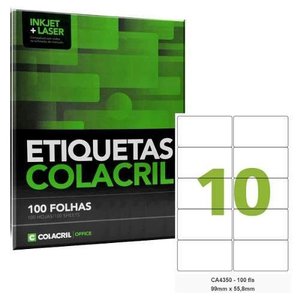 Etiqueta Adesiva A4 99 X 55,8 Mm 100 Folhas Colacril Ca4350