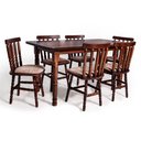 Ver imagem 1 de Conjunto de Mesa Mônaco 160x80 com 6 Cadeiras Estofadas – Imbuia – Jm Móveis