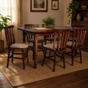 Ver imagem 2 de Conjunto de Mesa Mônaco 160x80 com 6 Cadeiras Estofadas – Imbuia – Jm Móveis