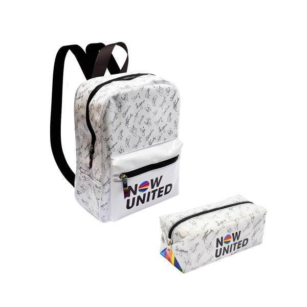 Kit Mochila E Estojo Now United Cristal Branca Passeio Pop - 1