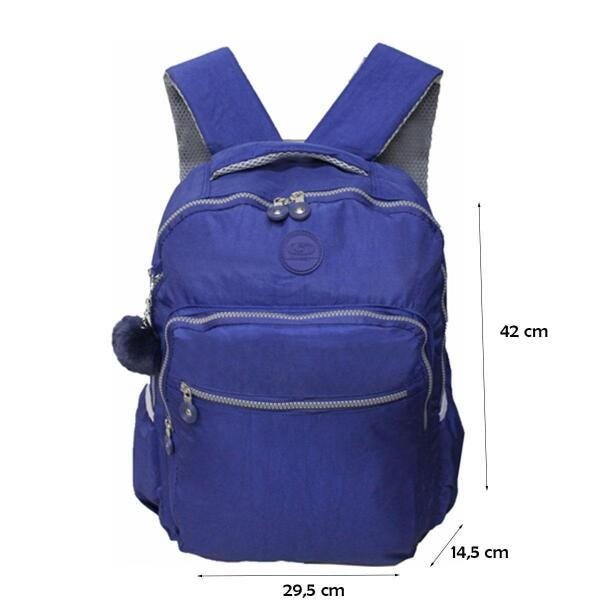 Kit Mochila Crinkle E Estojo Azul Com Pompom Cruzeiro - 3