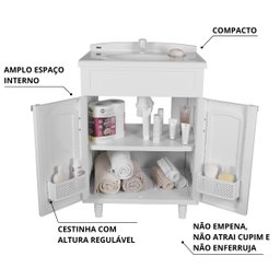 Gabinete Para Banheiro Com Lavatório Branco | 02 Portas | Astra - 4