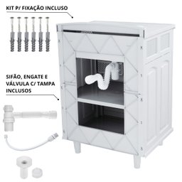 Gabinete Para Banheiro Com Lavatório Branco | 02 Portas | Astra - 5
