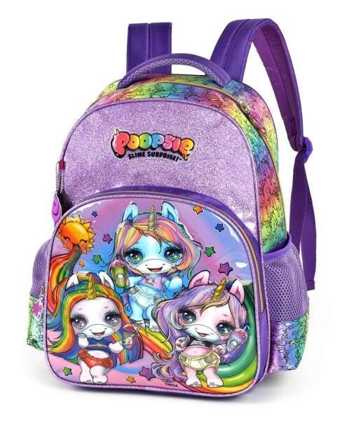 Kit Mochila Lancheira E Estojo Unicórnio Poopsie Infantil - 2