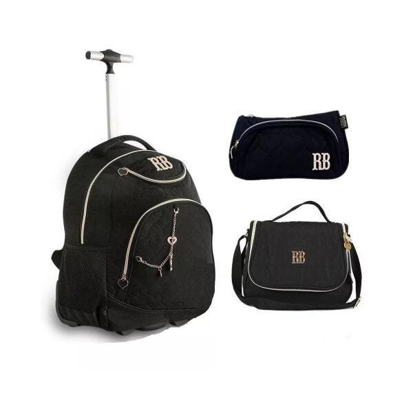 Kit Mochila + Lanch Térm +Estojo Reb Bonbon Rb2036 -Preto - 1